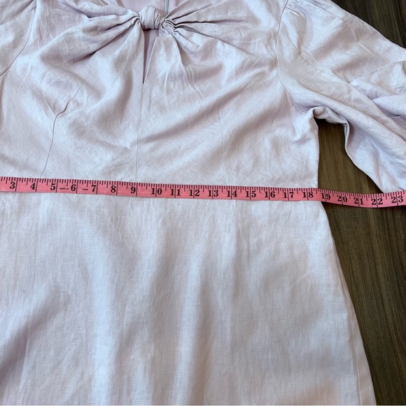 EUC FARM RIO V-Neck Mini Dress. Lavender Linen Blend. 3/4 Puffed Sleeve. SZ:XL - Picture 6 of 15